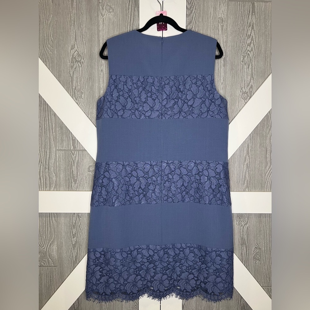 141. ANNE KLEIN Women's Eton Blue Lace Inset Trim Sheath Dress 16 - Picture 5 of 7